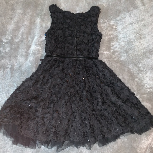 Justice Solid Black Sequin Rose Dress Girls 10 - Picture 4 of 8